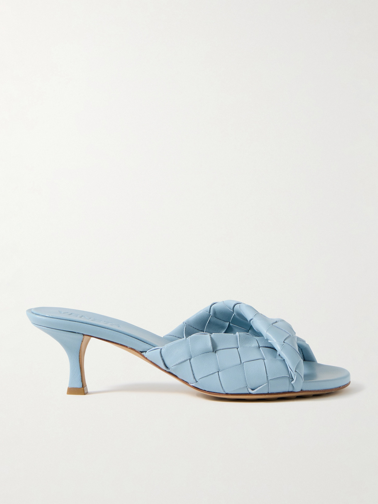 Bottega Veneta Blink Twisted Intrecciato Leather Mules In Blue