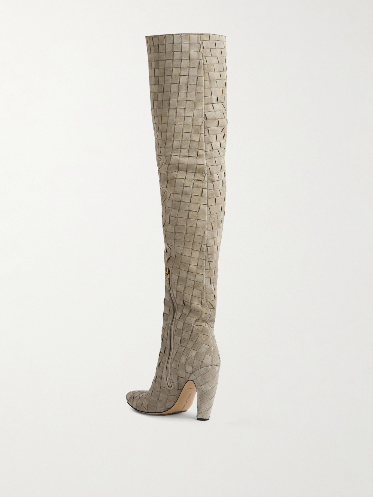 Bottega Veneta Canalazzo Intrecciato Suede Boots In Gray