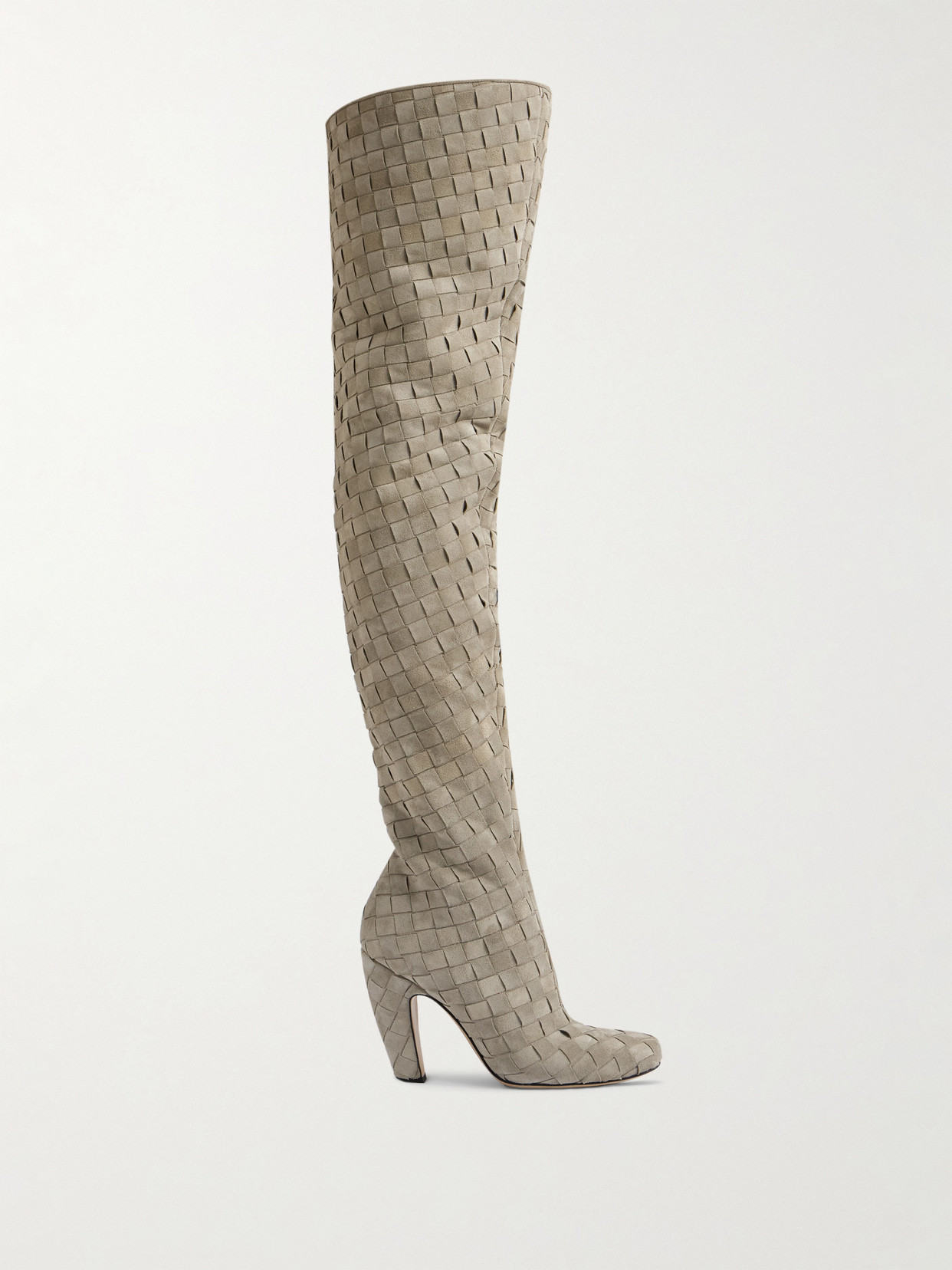 Bottega Veneta - Canalazzo Intrecciato Suede Boots - Gray