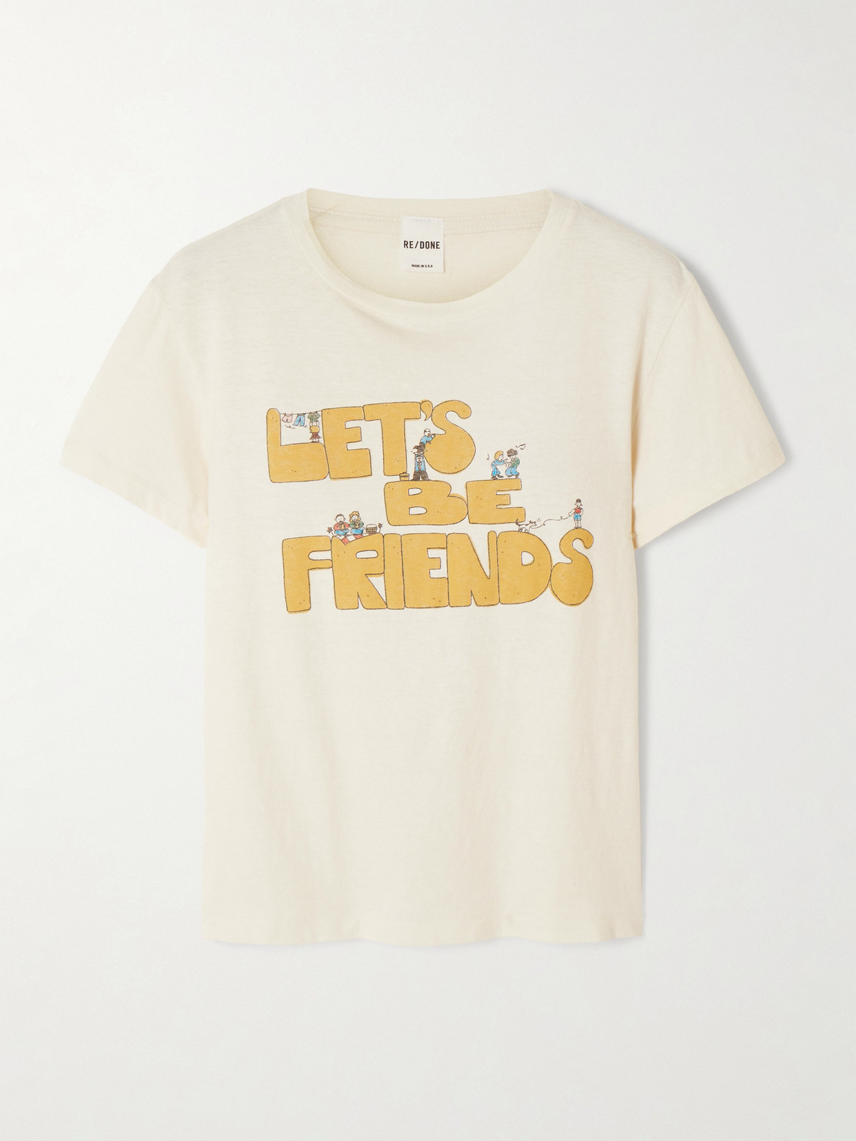 Re/done Printed Cotton-jersey T-shirt In White