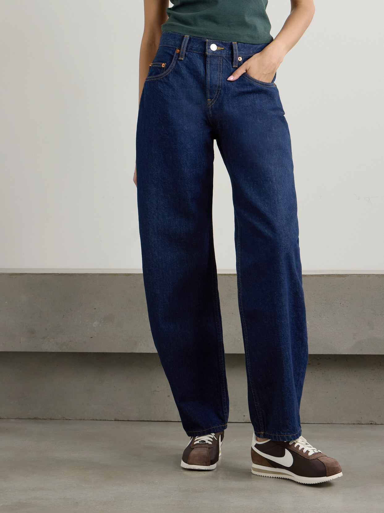 Re/done High-rise Tapered Jeans In Blue