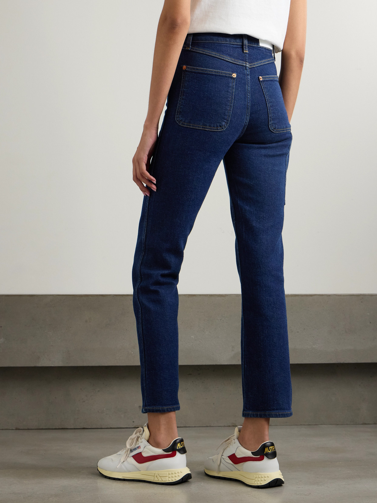 Re/done Painter Stove Pipe High-rise Straight-leg Jeans In Blue