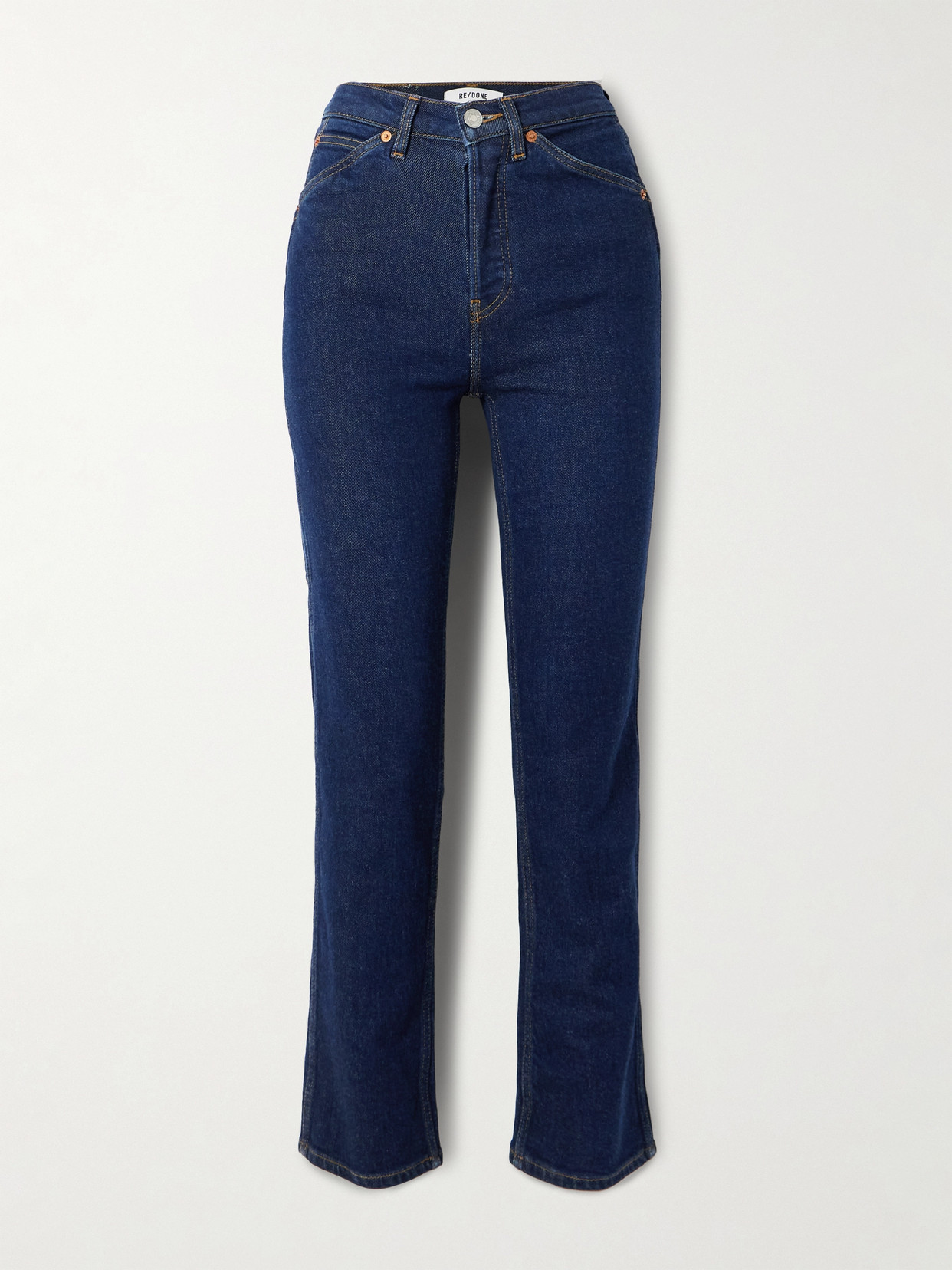 Re/done Painter Stove Pipe High-rise Straight-leg Jeans In Blue