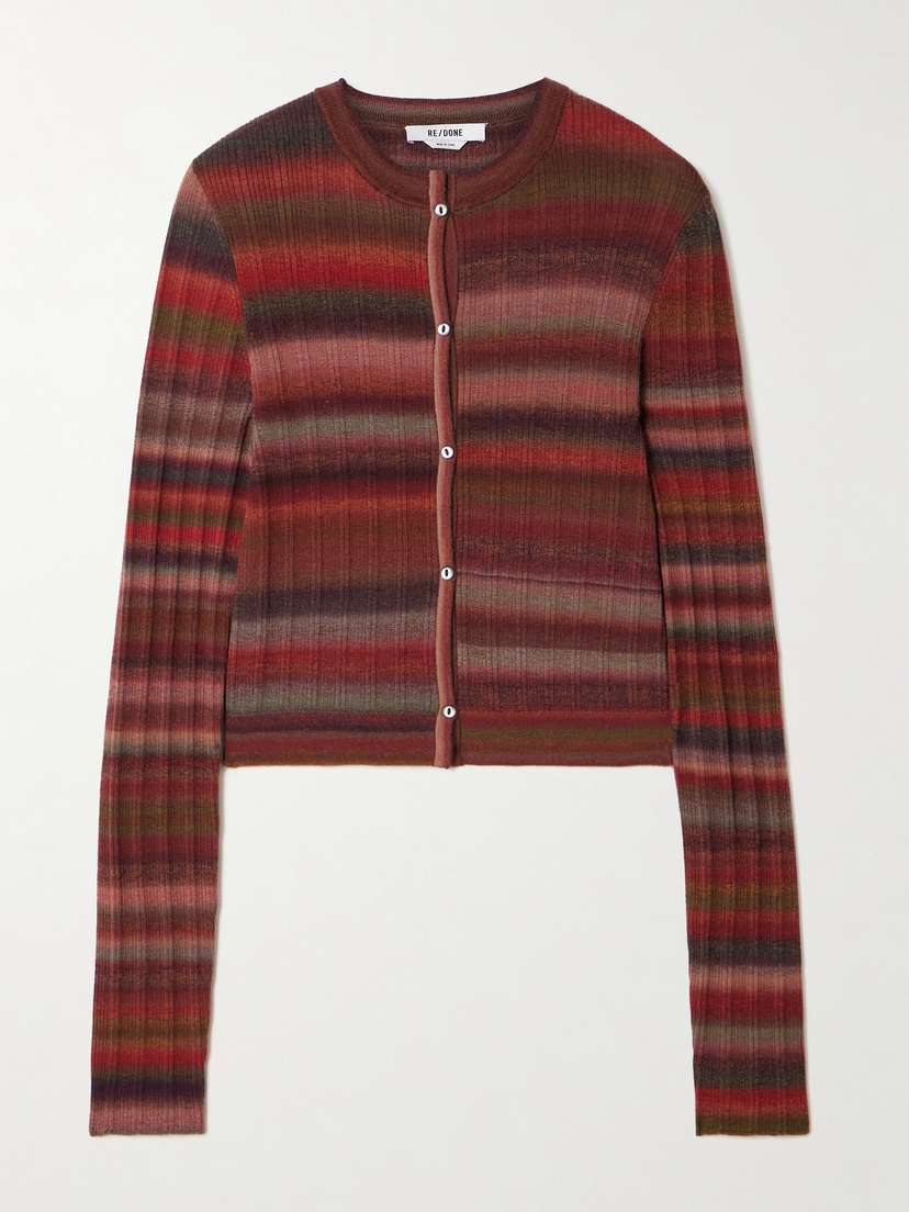 RE/DONE Striped Ribbed Wool Cardigan - x small