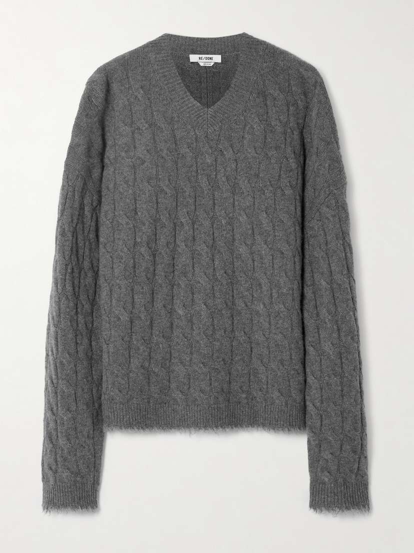 RE/DONE Cable-knit Cashmere Sweater - x large