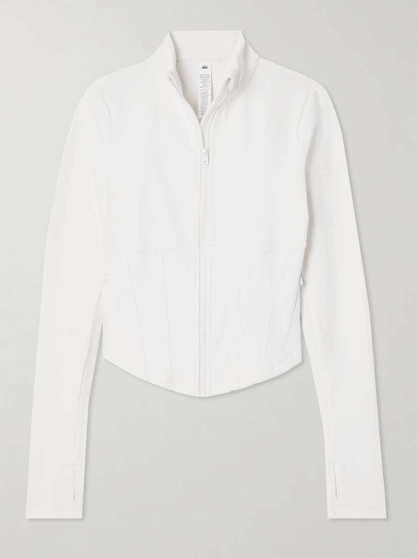 Alo Yoga Airbrush Ribbed Stretch-jersey Corset Jacket - x small