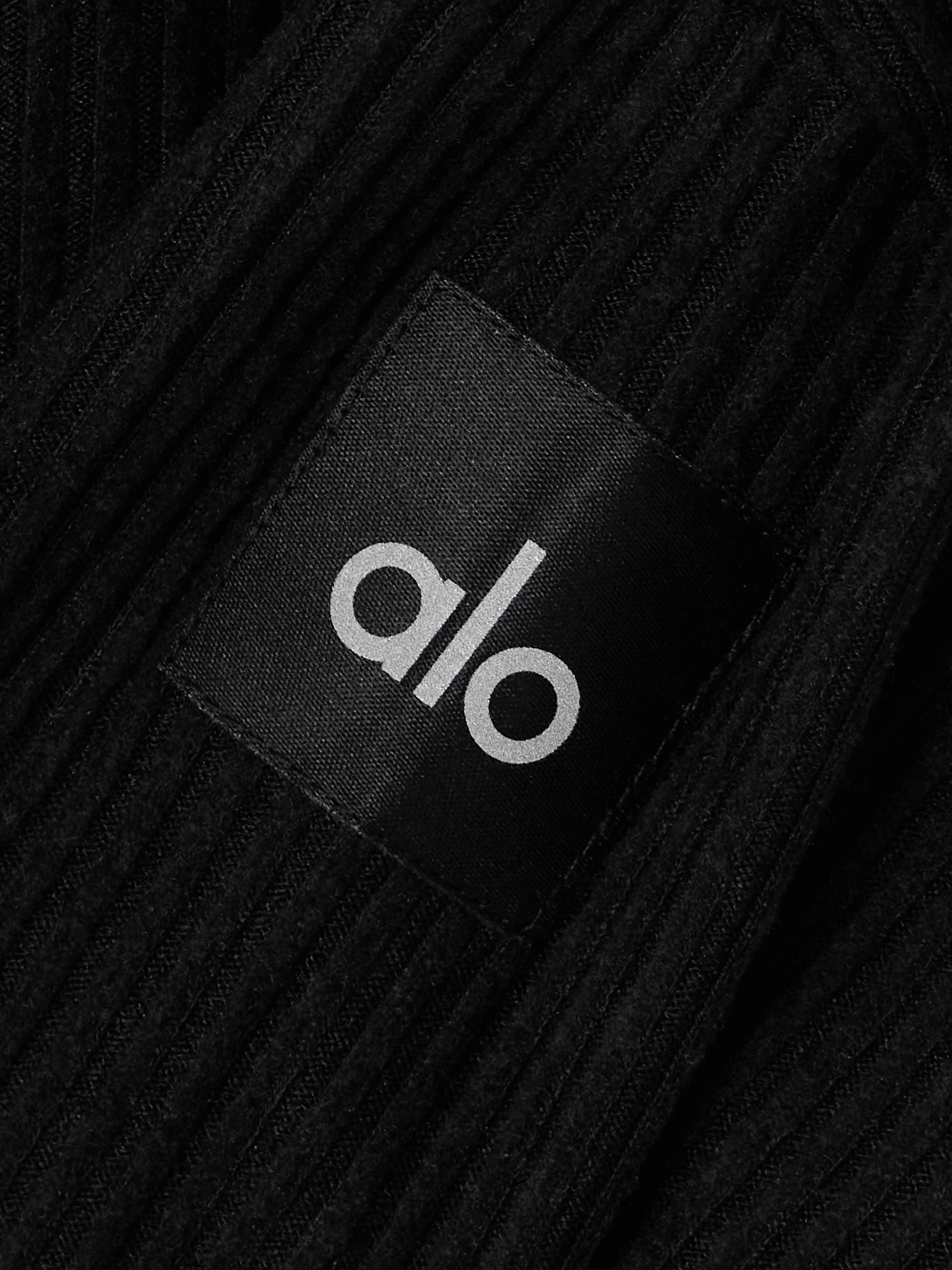 Alo Yoga Muse cropped ribbed brushed-jersey hoodie thumbnail