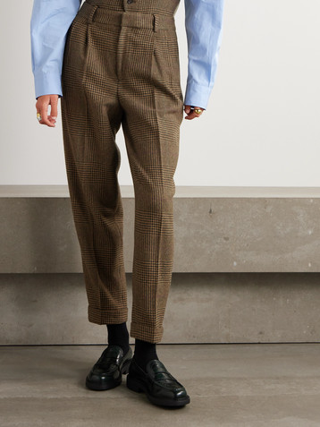 Polo Ralph Lauren Pleated Prince of Wales checked recycled wool-blend tapered pants
