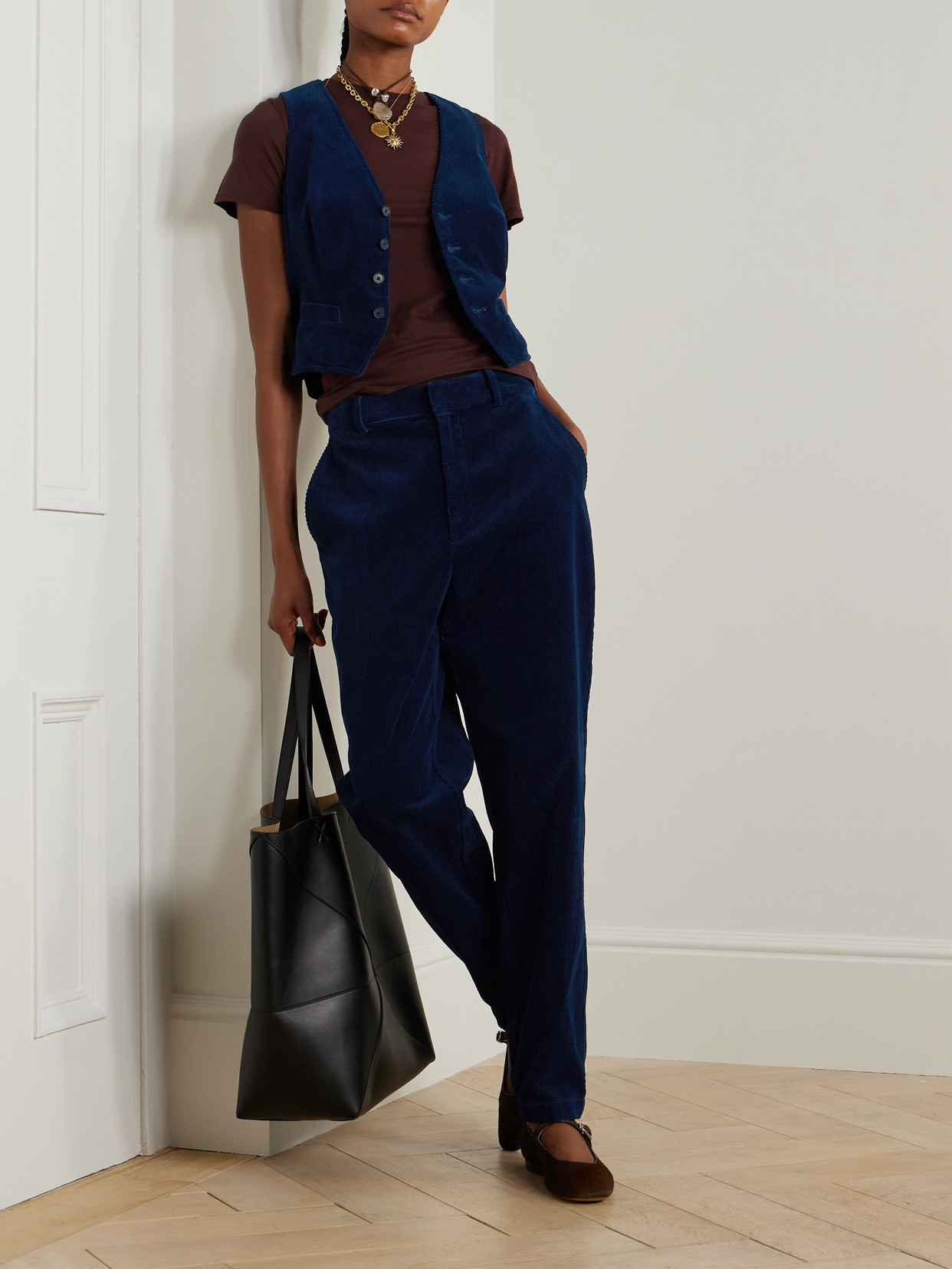 Polo Ralph Lauren Cotton-corduroy Tapered Pants In Blue