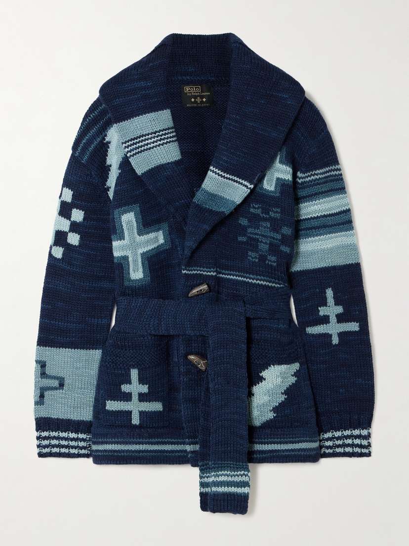 Polo Ralph Lauren + Naiomi Glasses + Manos Del Uruguay Belted Jacquard-knit Wool Cardigan