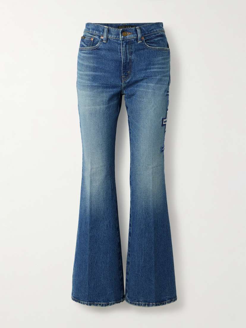 Polo Ralph Lauren + Naiomi Glasses Embroidered High-rise Flared Jeans