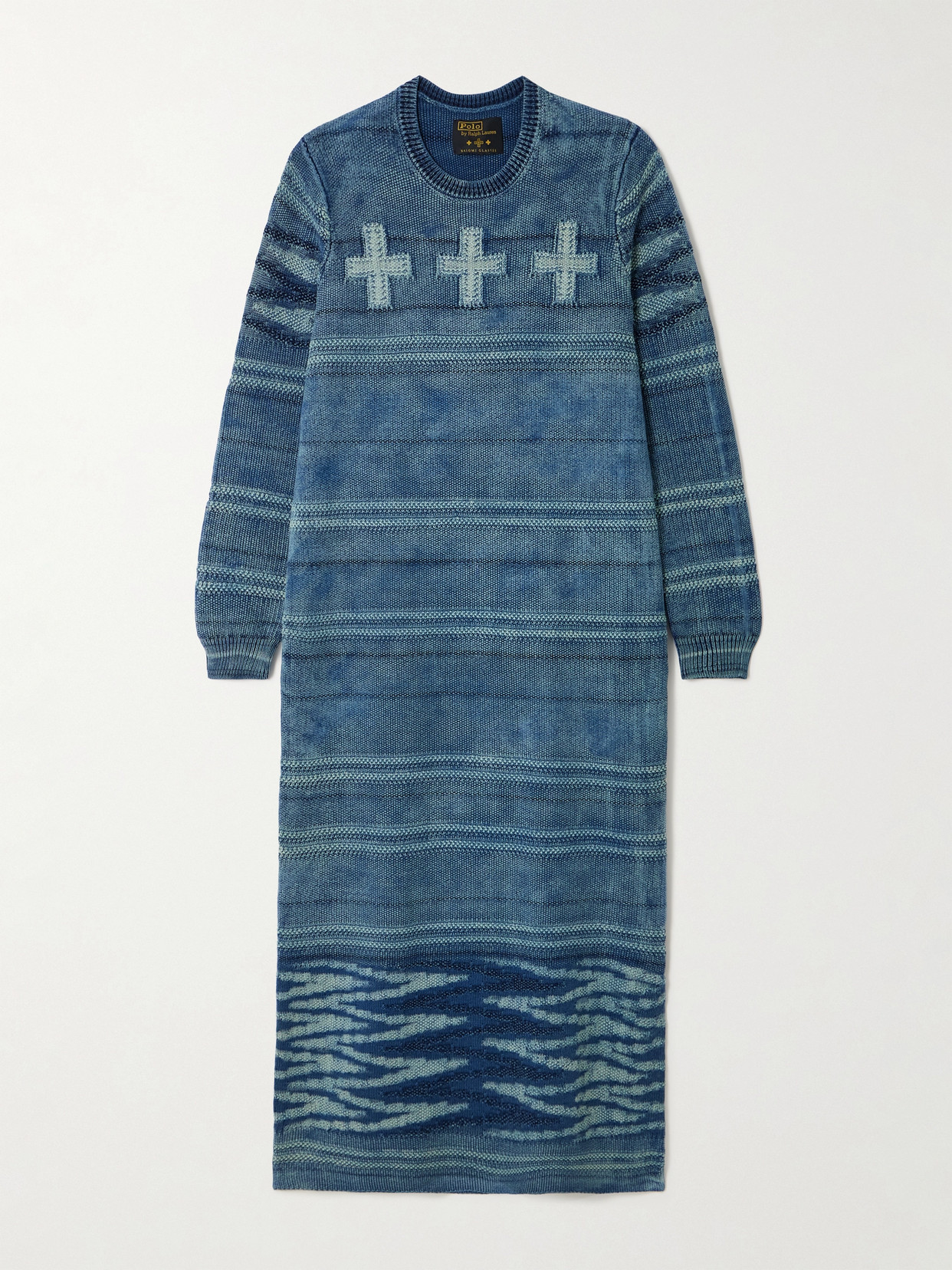 Polo Ralph Lauren - + Naiomi Glasses Jacquard-woven Cotton Midi Dress - Blue