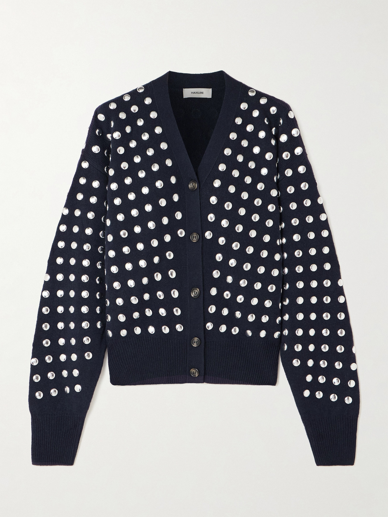 Haikure - Chelsea Cropped Studded Merino Wool Cardigan - Blue