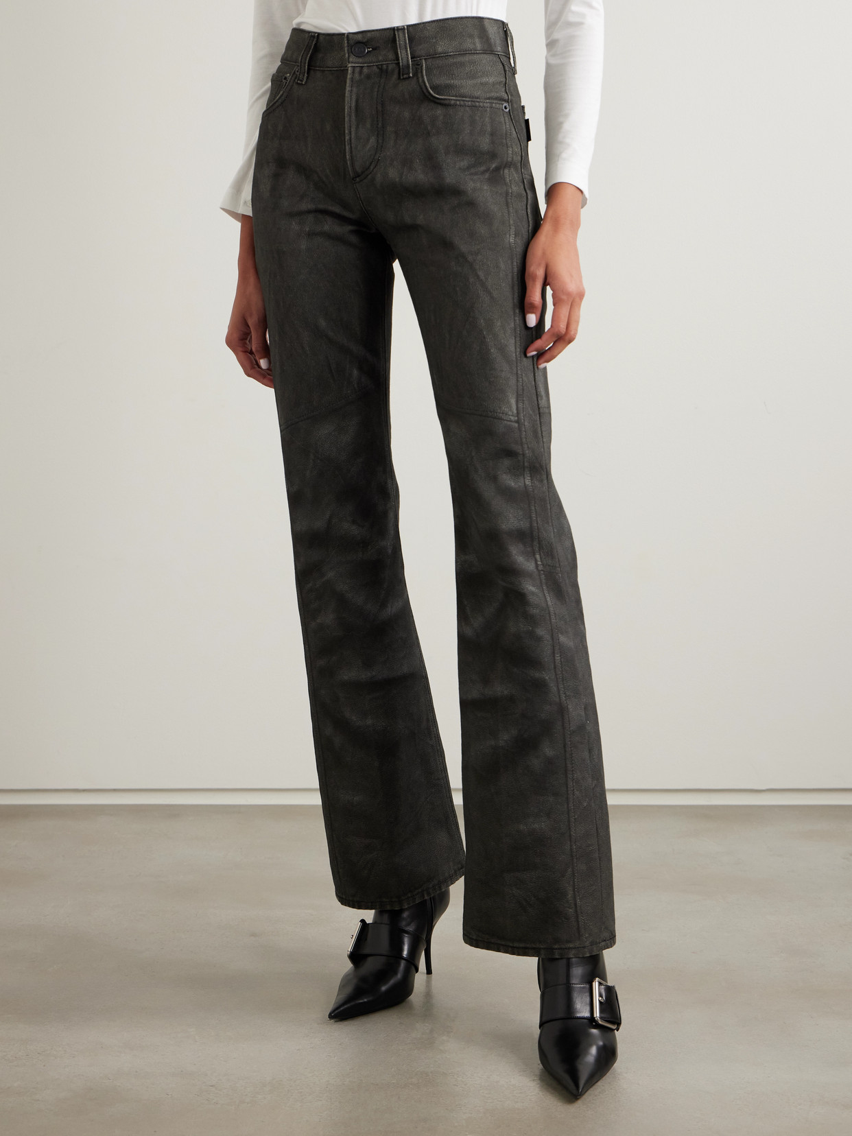 Haikure Flora Printed Mid-rise Flared Jeans In Brown