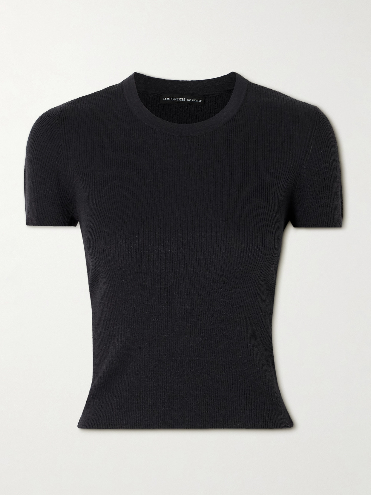 James Perse Ribbed Linen-blend T-shirt In Black