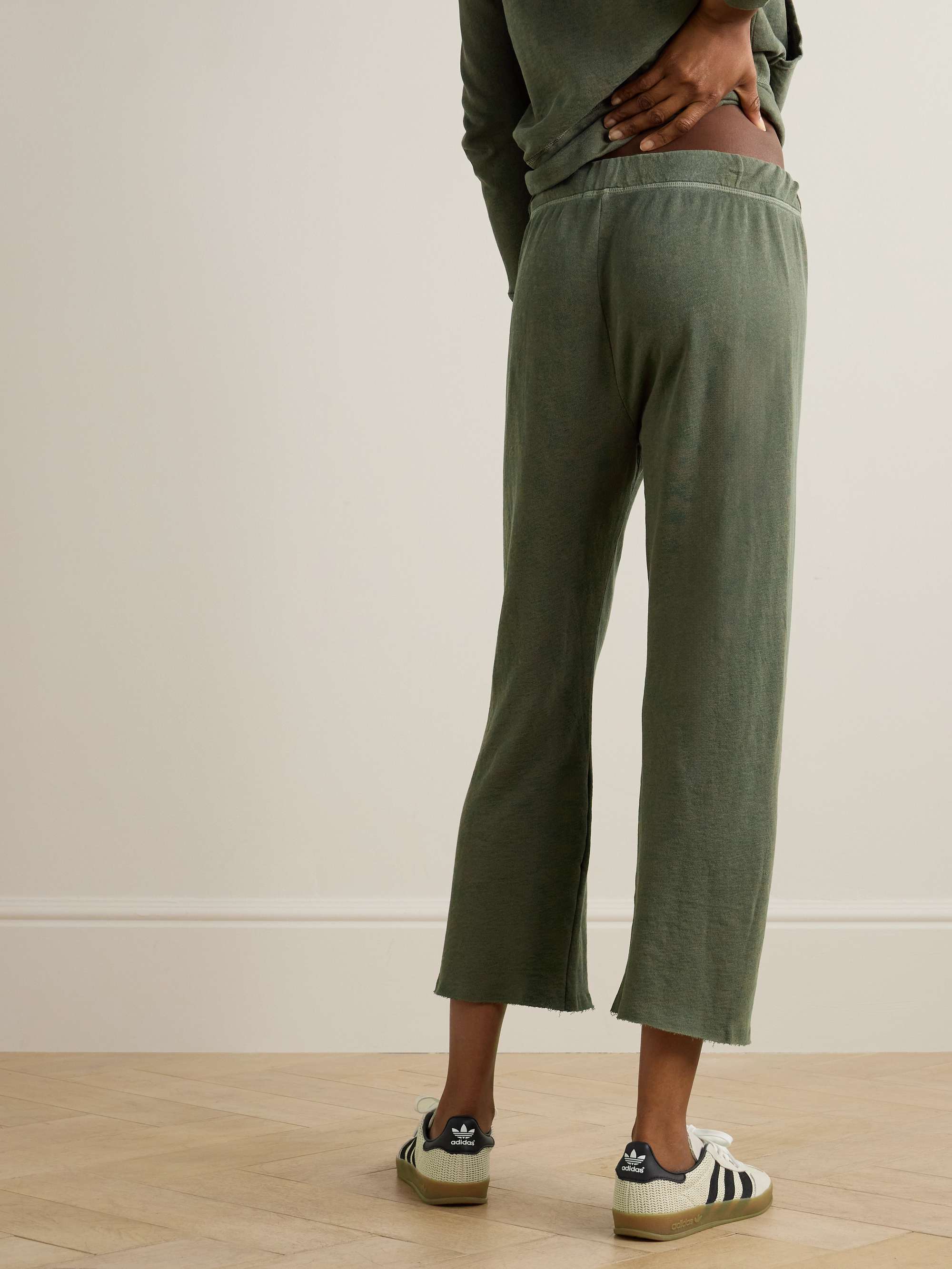 JAMES PERSE Cropped Supima cotton-terry track pants