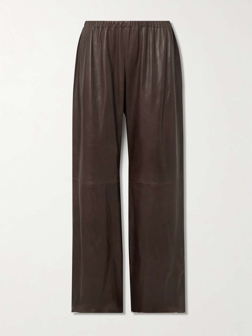 Nour Hammour Olan Leather Wide-leg Pants