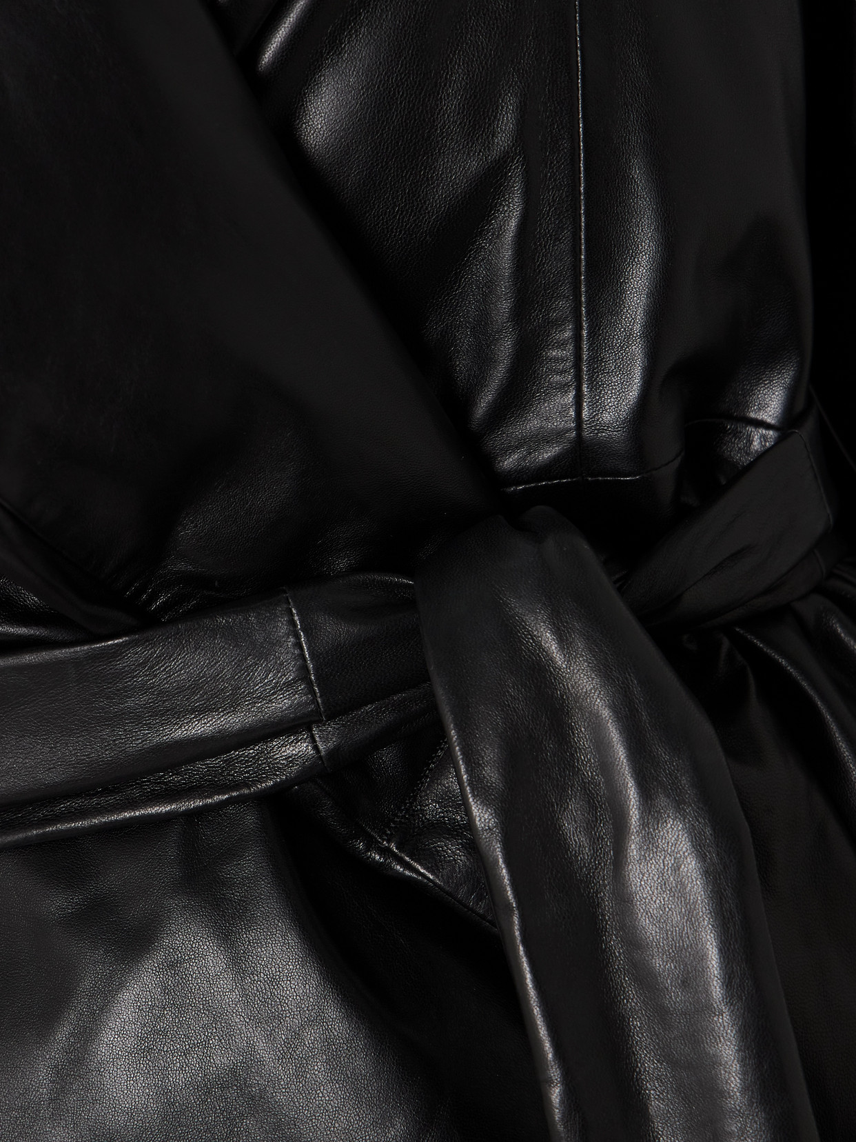 Nour Hammour Cora Leather Puffer Jacket In Black