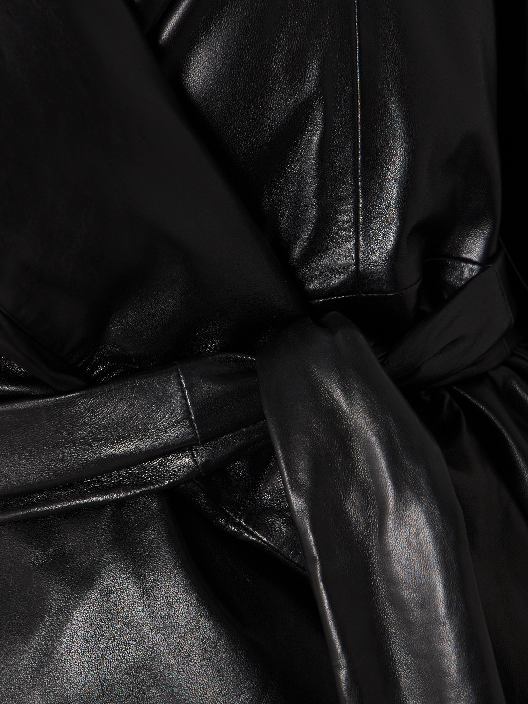 NOUR HAMMOUR Cora belted padded leather coat thumbnail