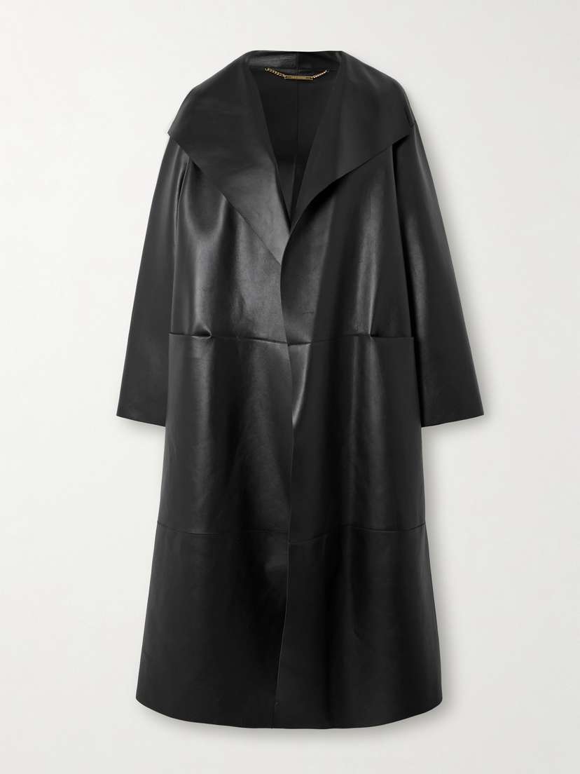 Nour Hammour Birthday Paneled Leather Coat