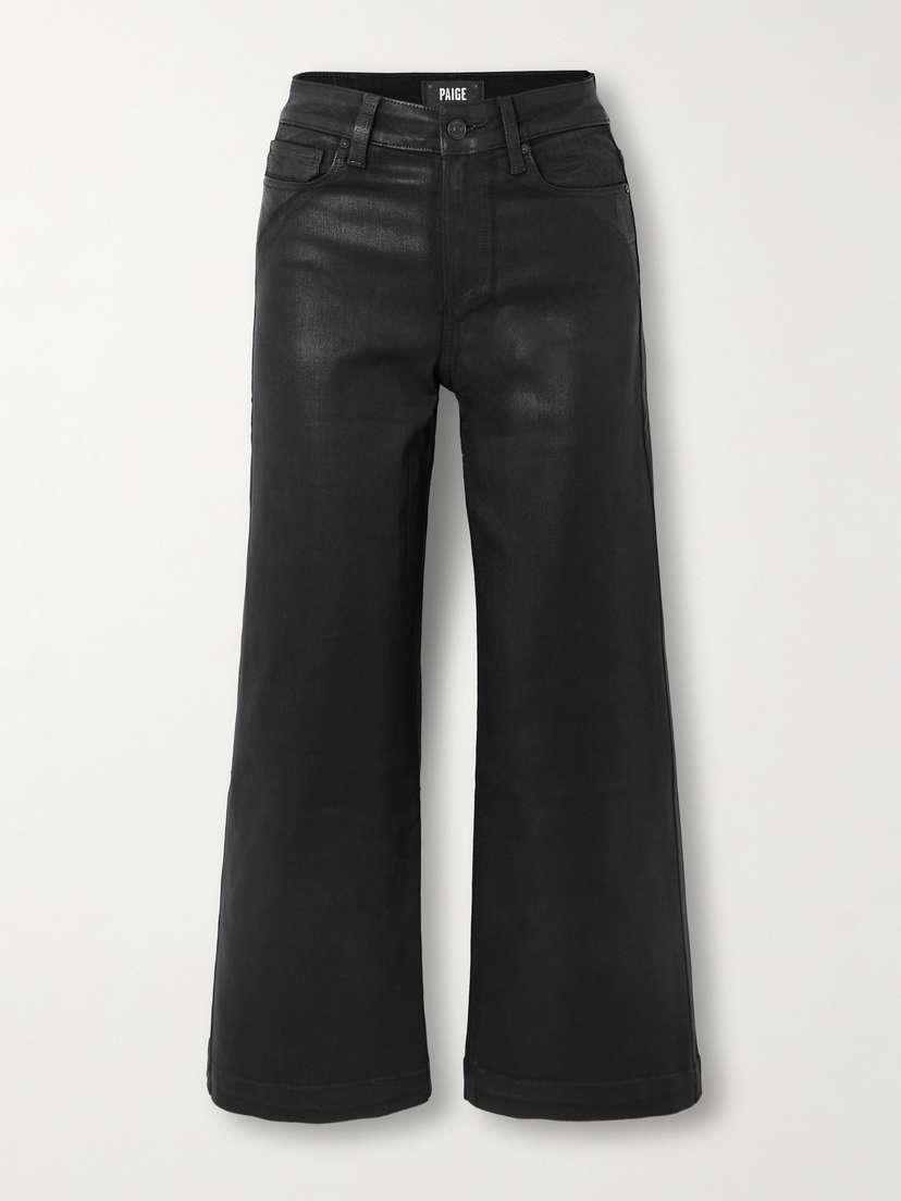 PAIGE Anessa Cropped Coated-twill Wide-leg Pants