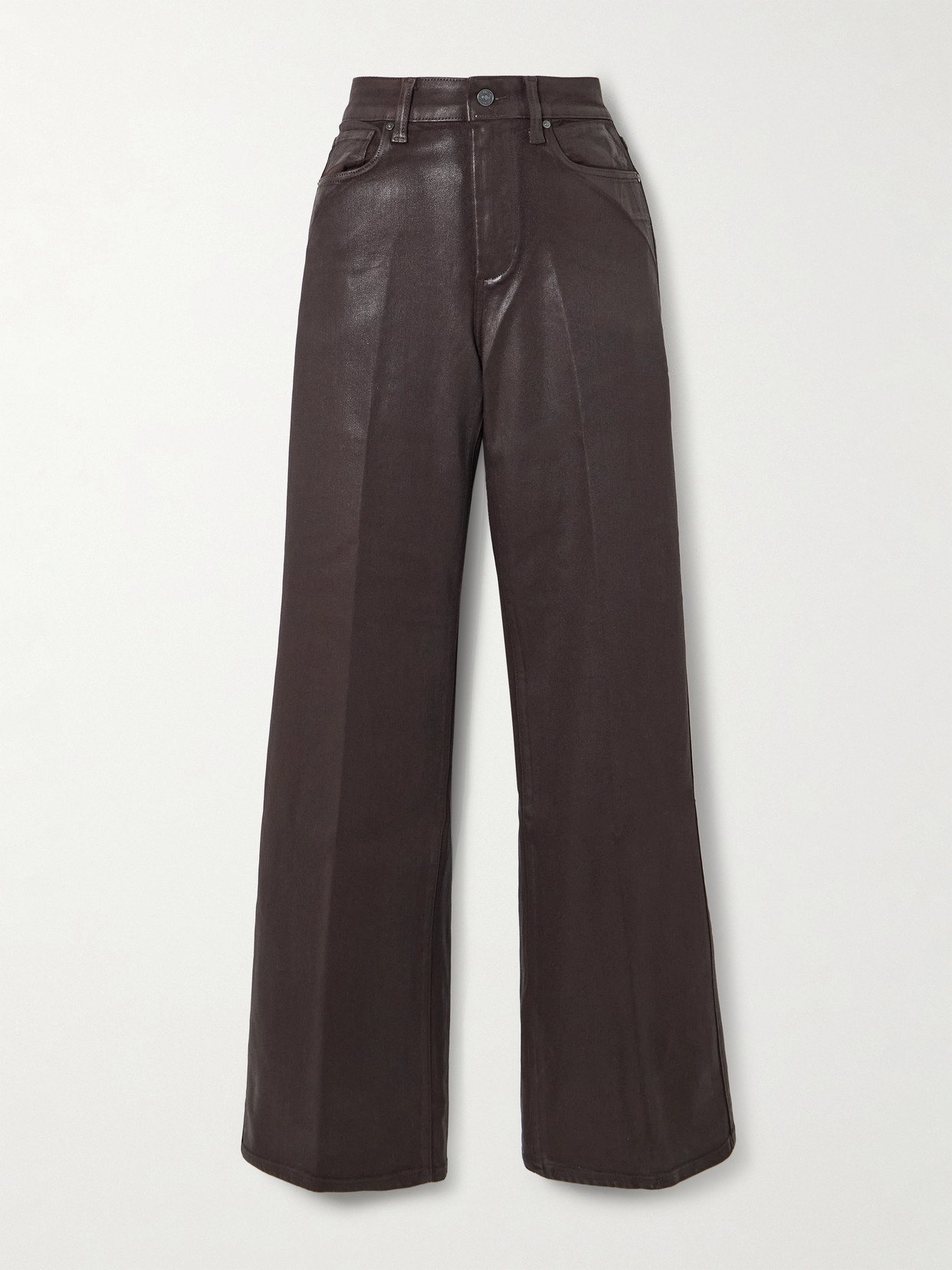 PAIGE - Sasha Waxed-twill Wide-leg Pants - Brown