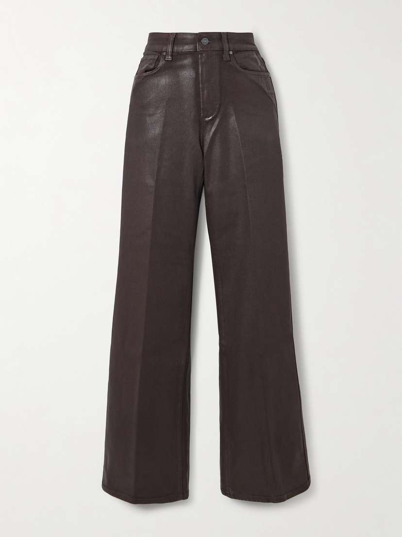 PAIGE Sasha Waxed-twill Wide-leg Pants