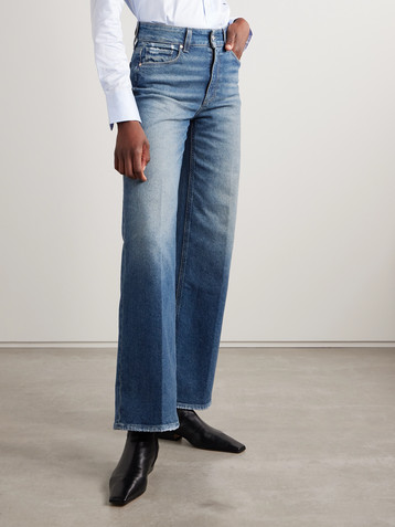 PAIGE Sasha frayed high-rise wide-leg jeans