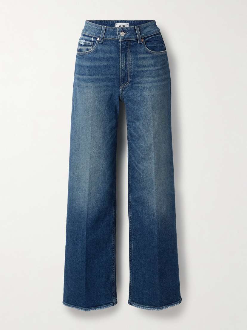 PAIGE Sasha Frayed High-rise Wide-leg Jeans