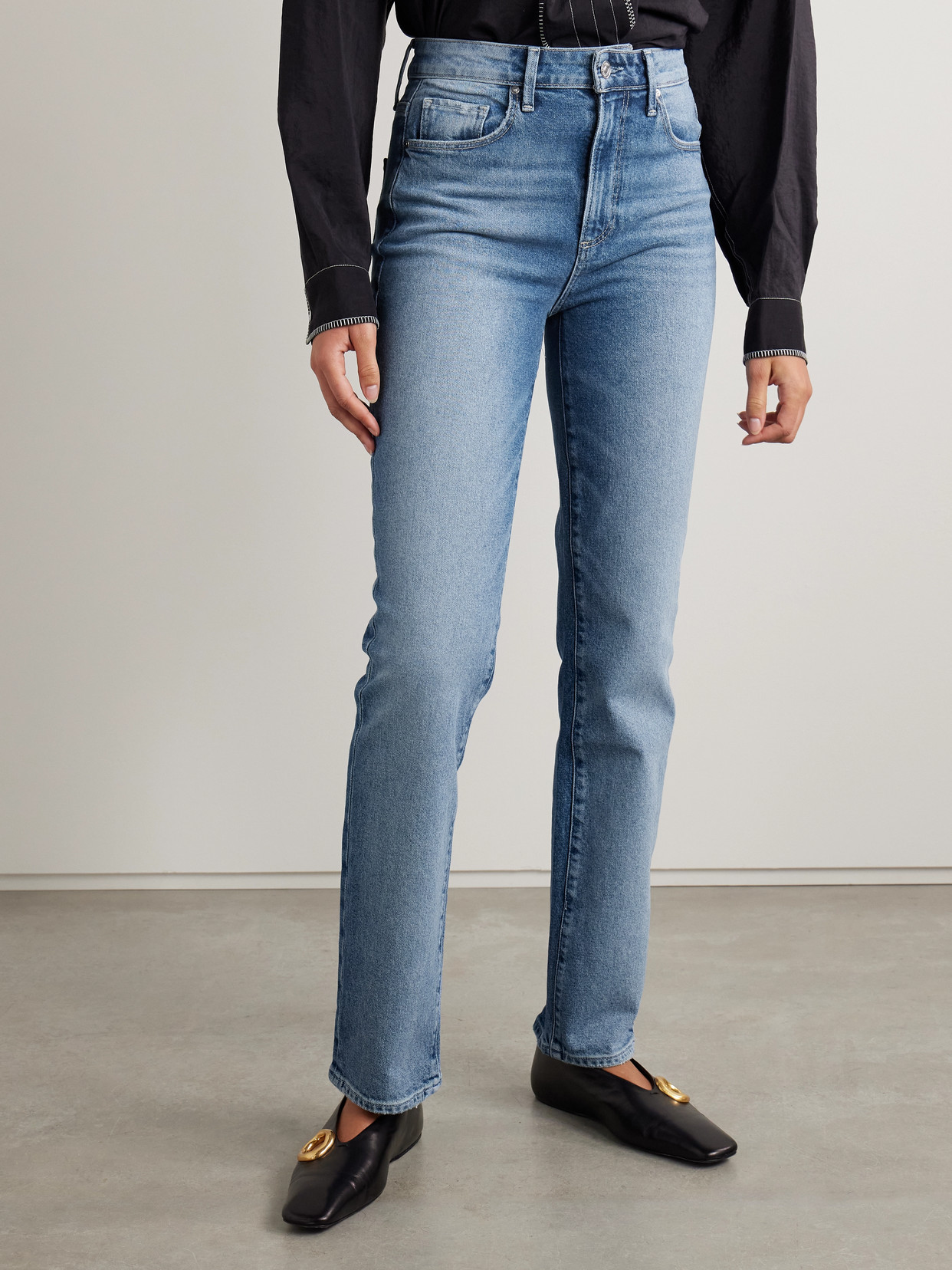 Paige Stella High-rise Straight-leg Jeans In Blue
