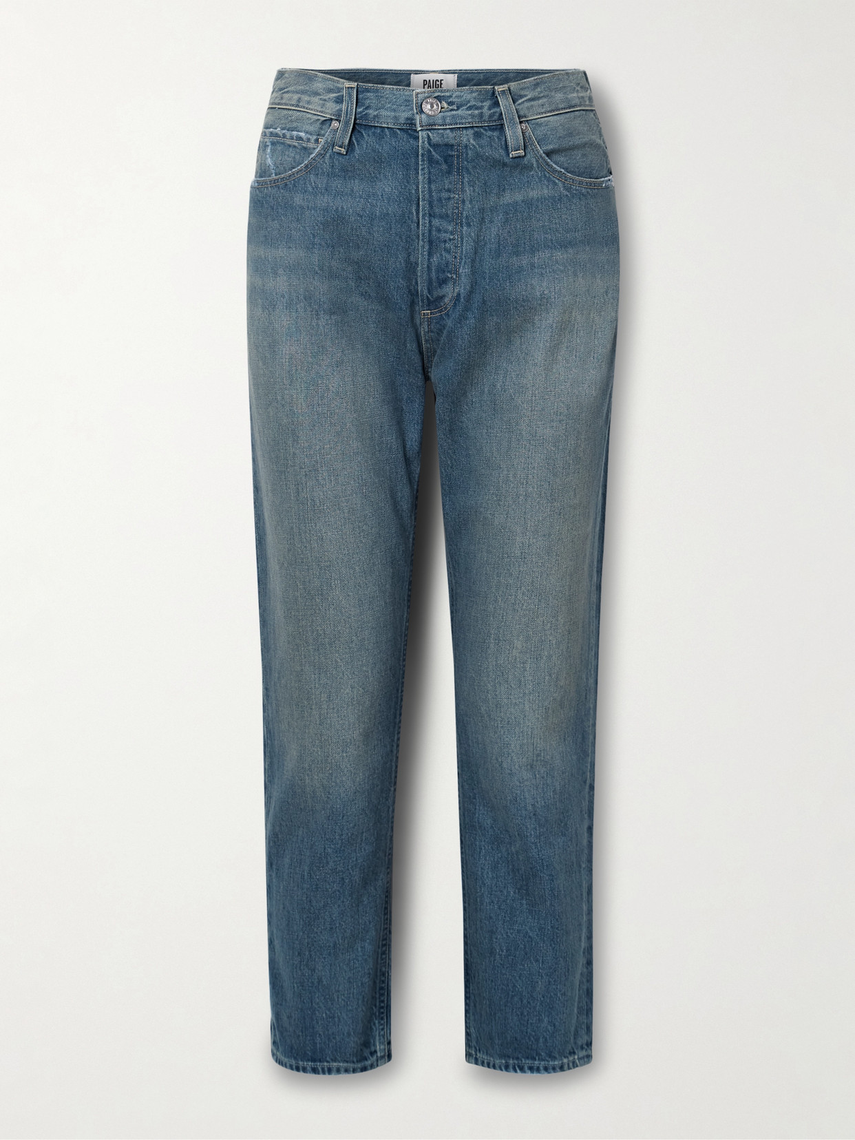 Paige Billy Cropped High-rise Straight-leg Jeans In Blue