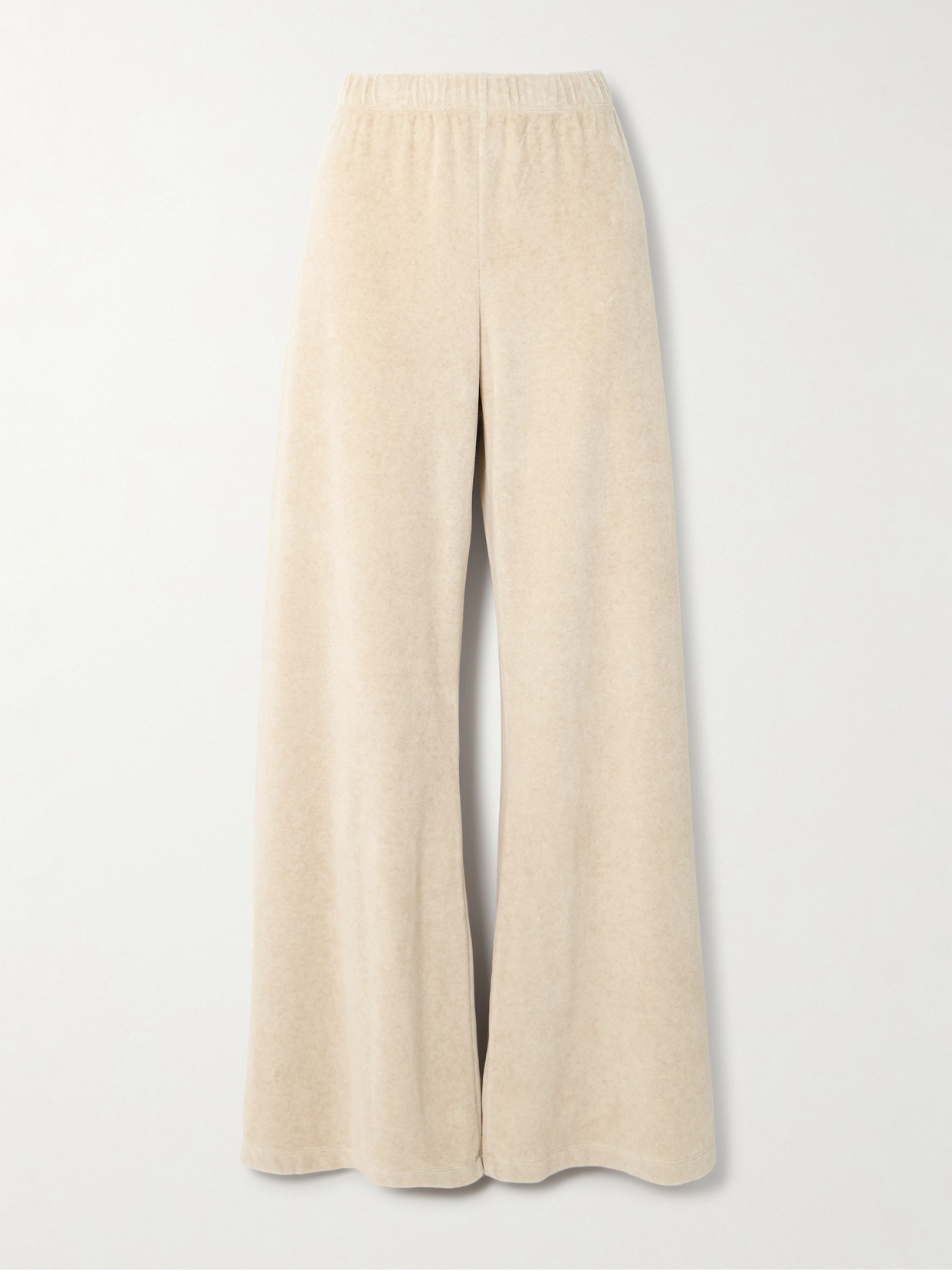Suzie Kondi - Zephyra Cotton-blend Velour Wide-leg Pants - Neutrals
