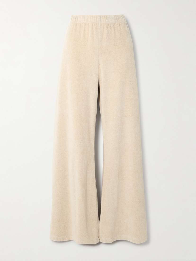 Suzie Kondi Zephyra Cotton-blend Velour Wide-leg Pants