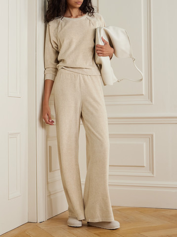 Suzie Kondi Zephyra cotton-blend velour wide-leg pants