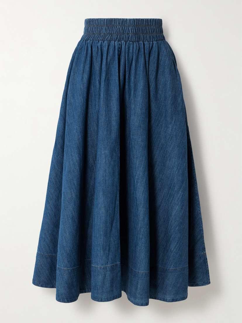 Suzie Kondi Kyria Pleated Denim Midi Skirt - x large