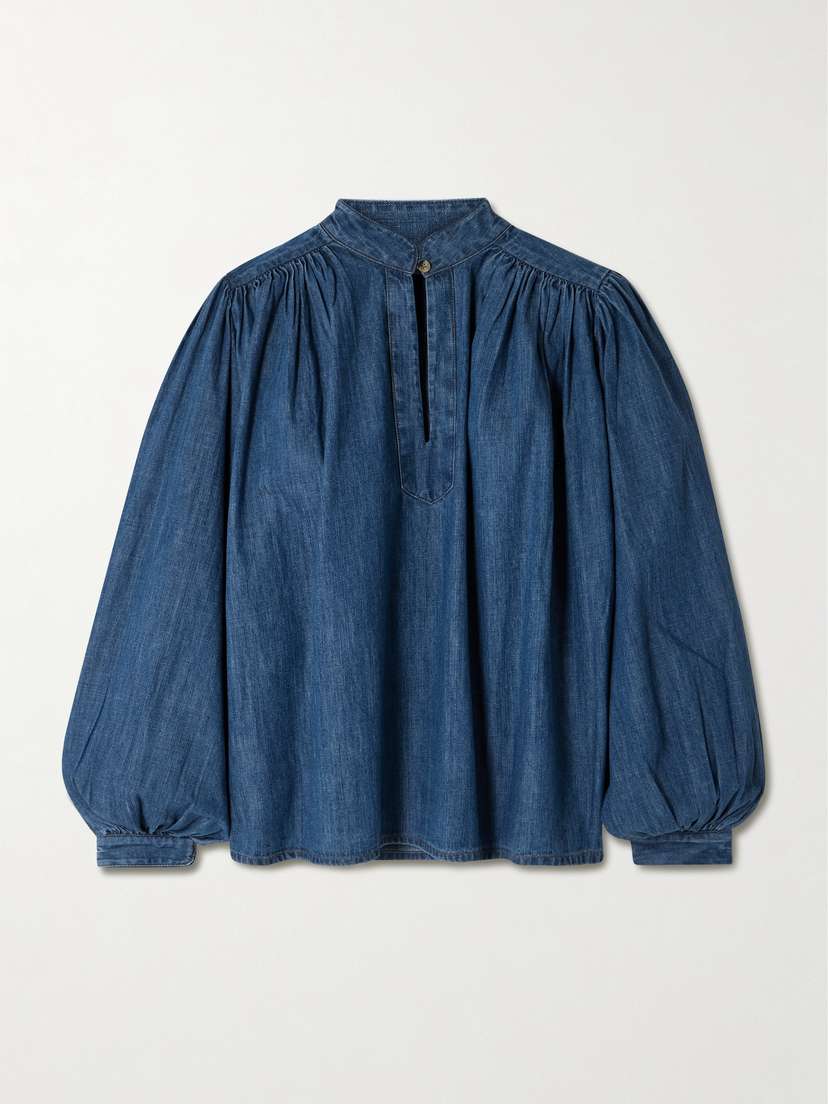 Suzie Kondi Kaprico Gathered Denim Blouse