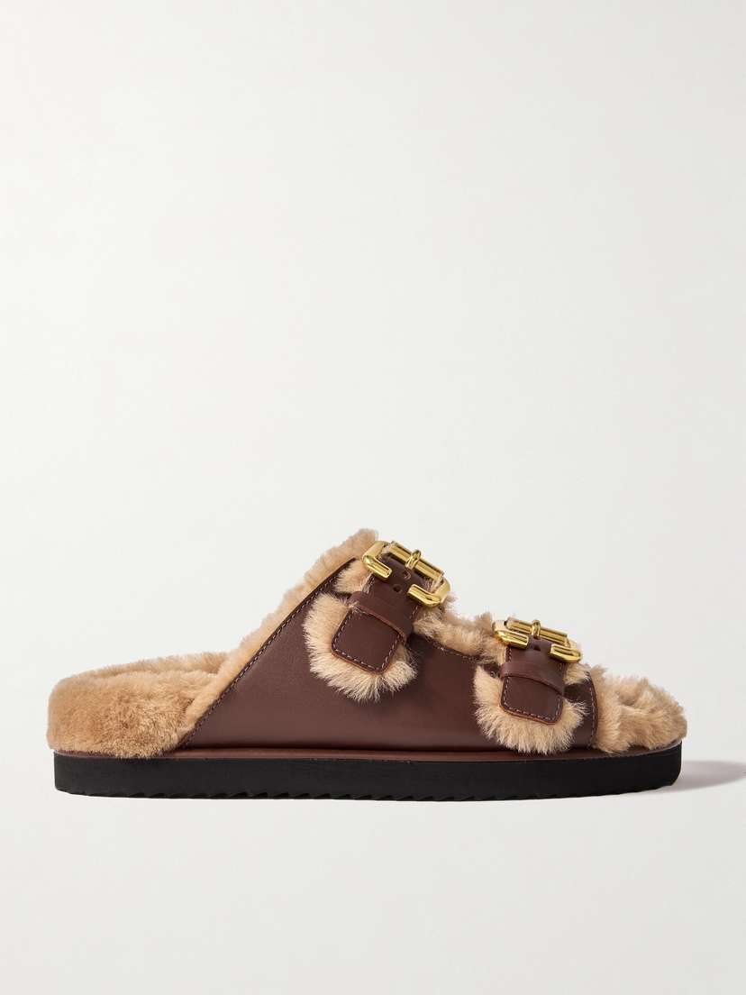 Chloé Shearling-trimmed Leather Sandals
