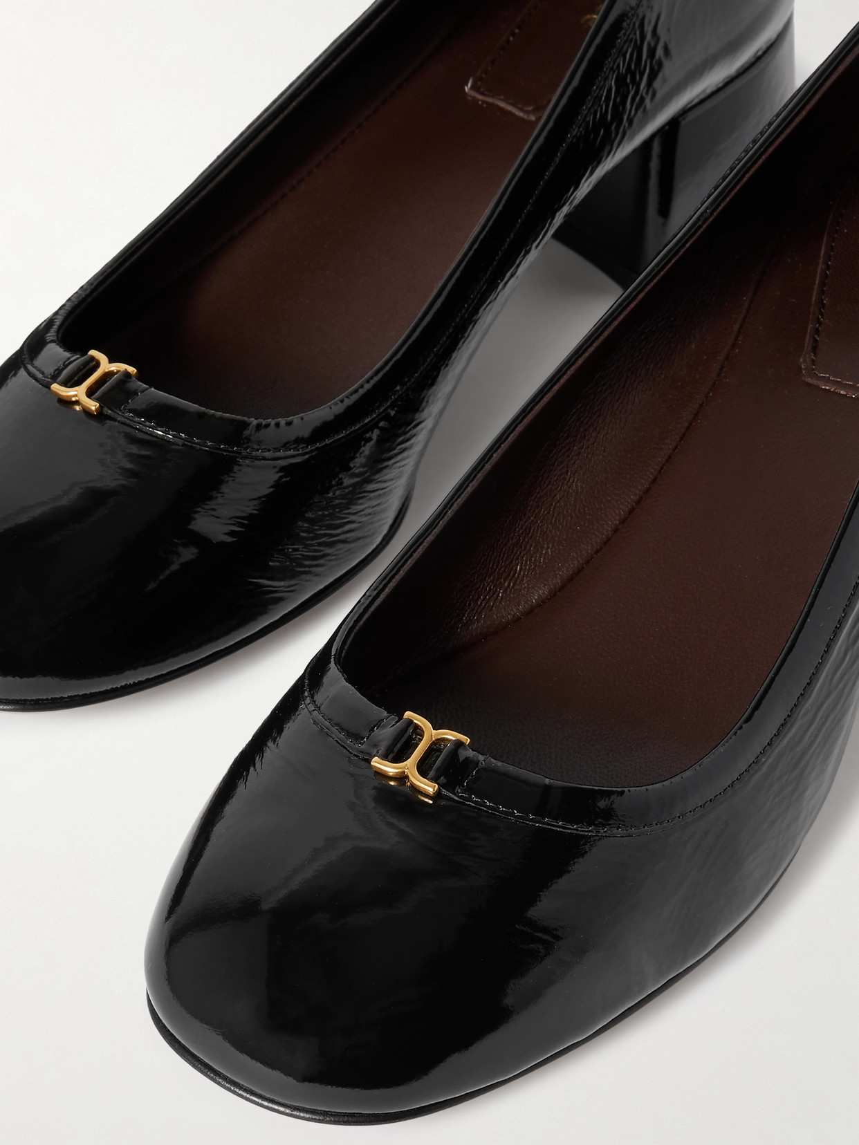 CHLOÉ MARCIE EMBELLISHED PATENT-LEATHER PUMPS