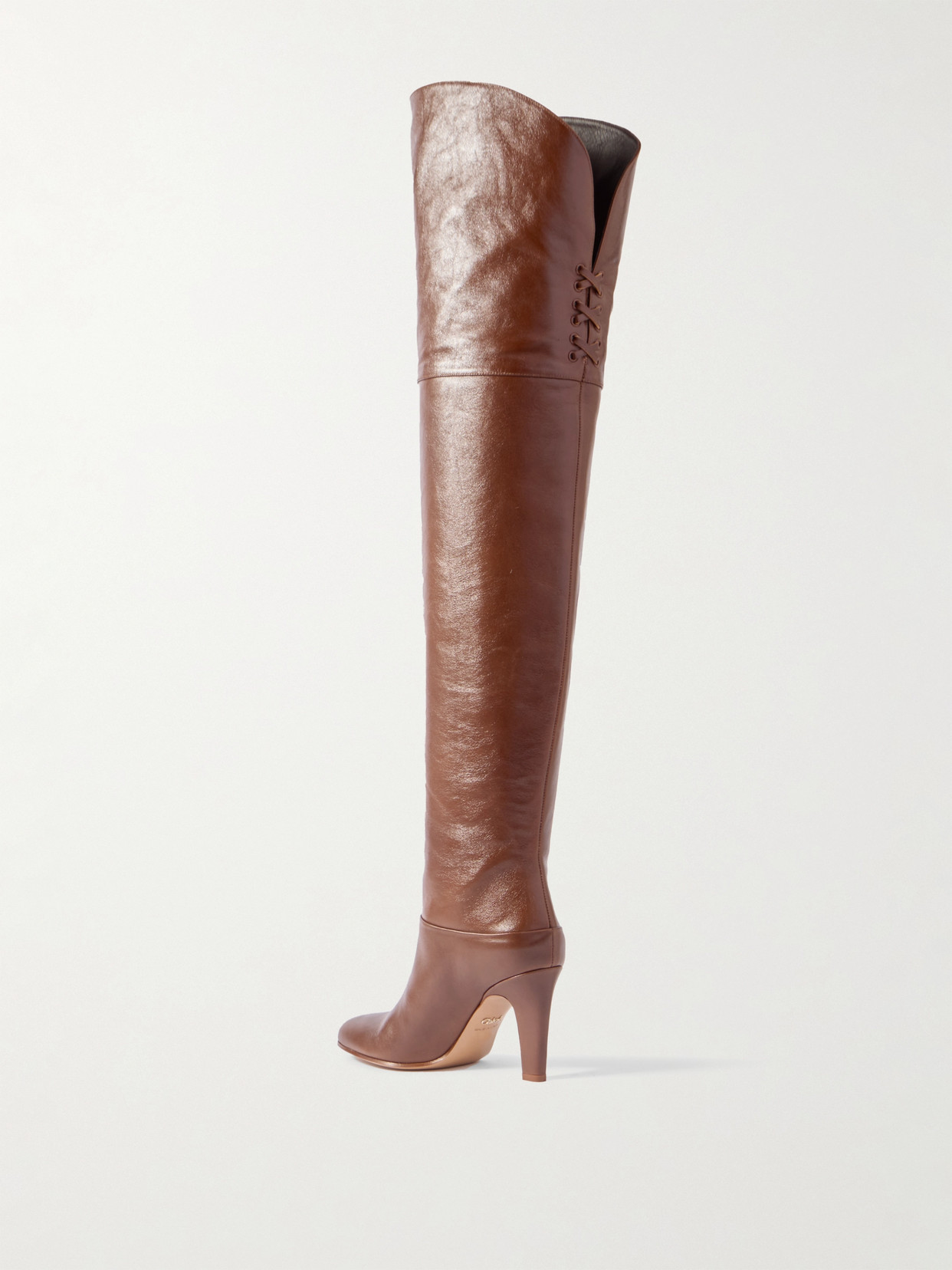 Chloé Eve Over The Knee Leather Boots In Brown