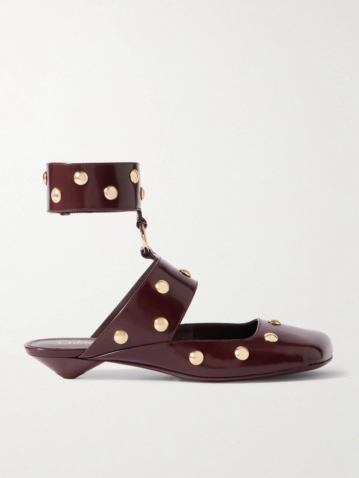 Chloé Jade Studded Leather Mules In Violet