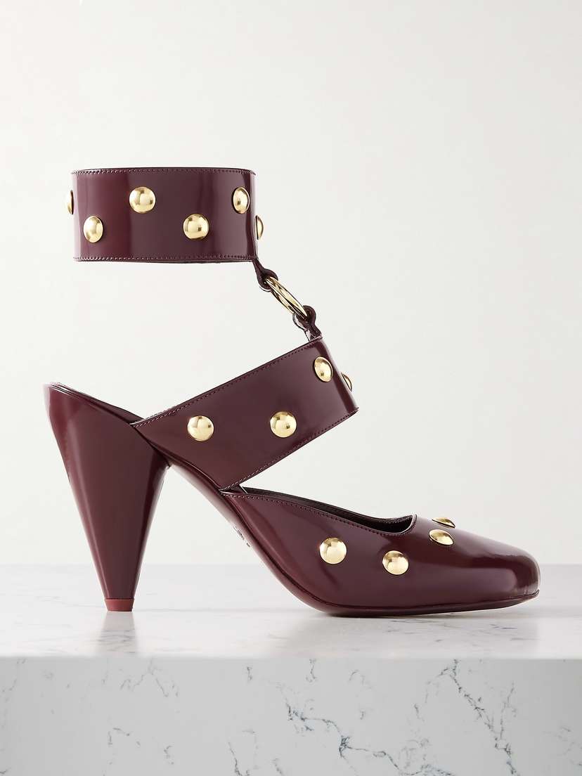 Chloé Jade Studded Patent-leather Pumps