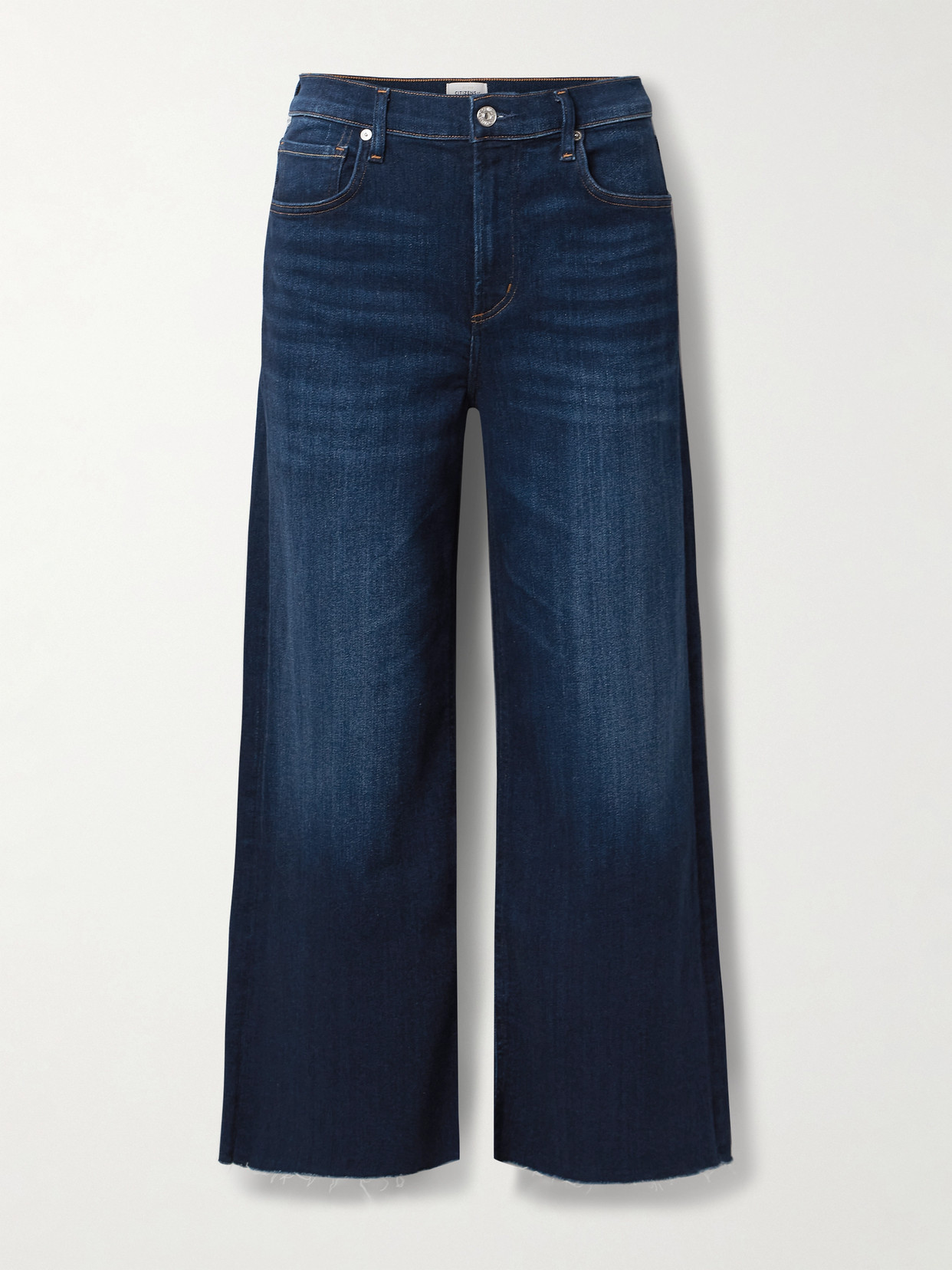 Citizens of Humanity - Lyra Frayed Cropped High-rise Wide-leg Jeans - Blue