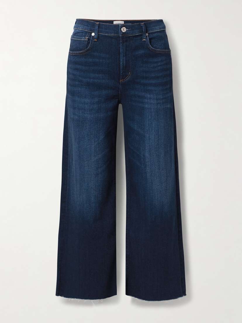 Citizens of Humanity Lyra Frayed Cropped High-rise Wide-leg Jeans
