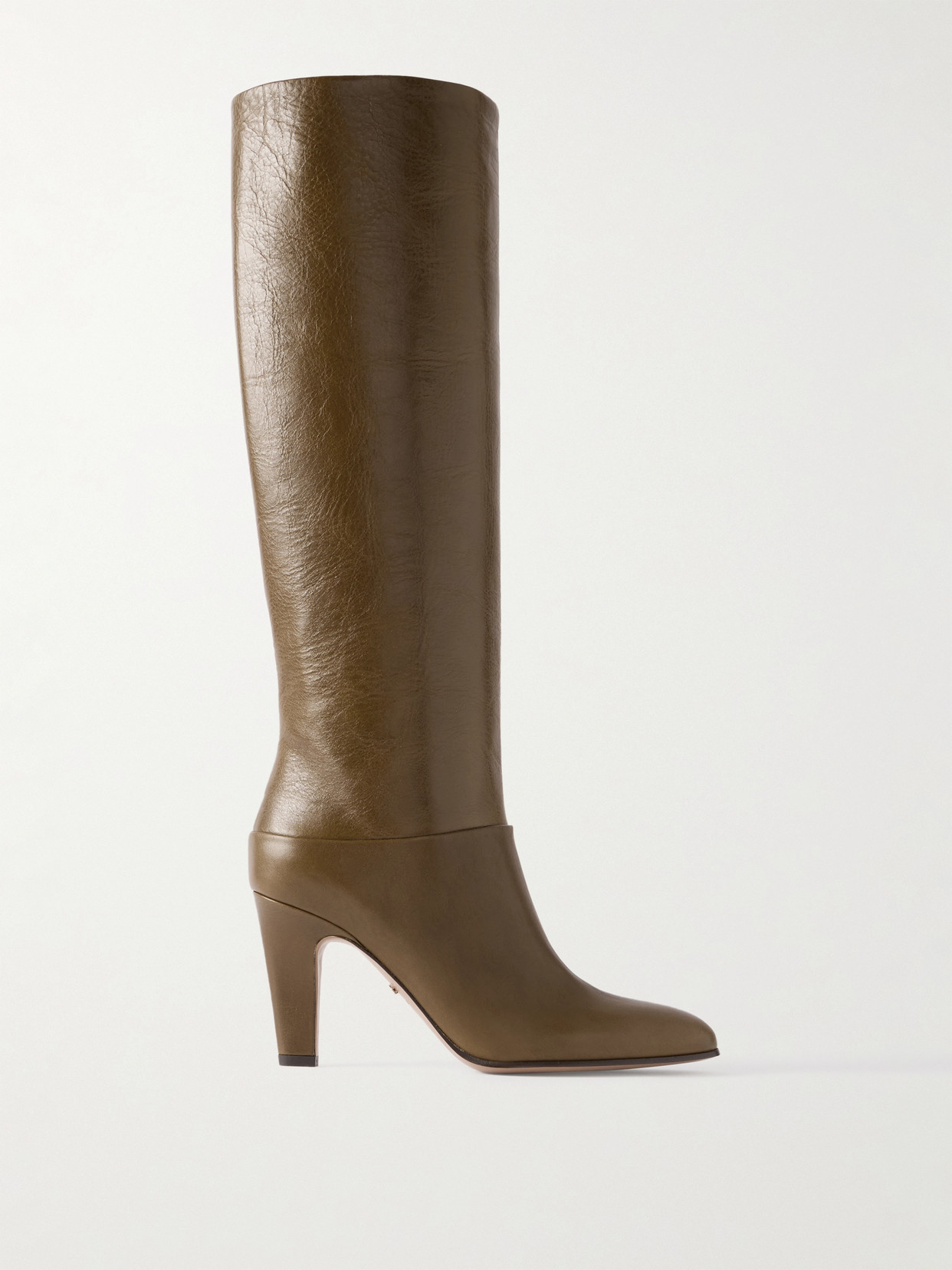 Chloé Eve Textured-leather Knee Boots In Green