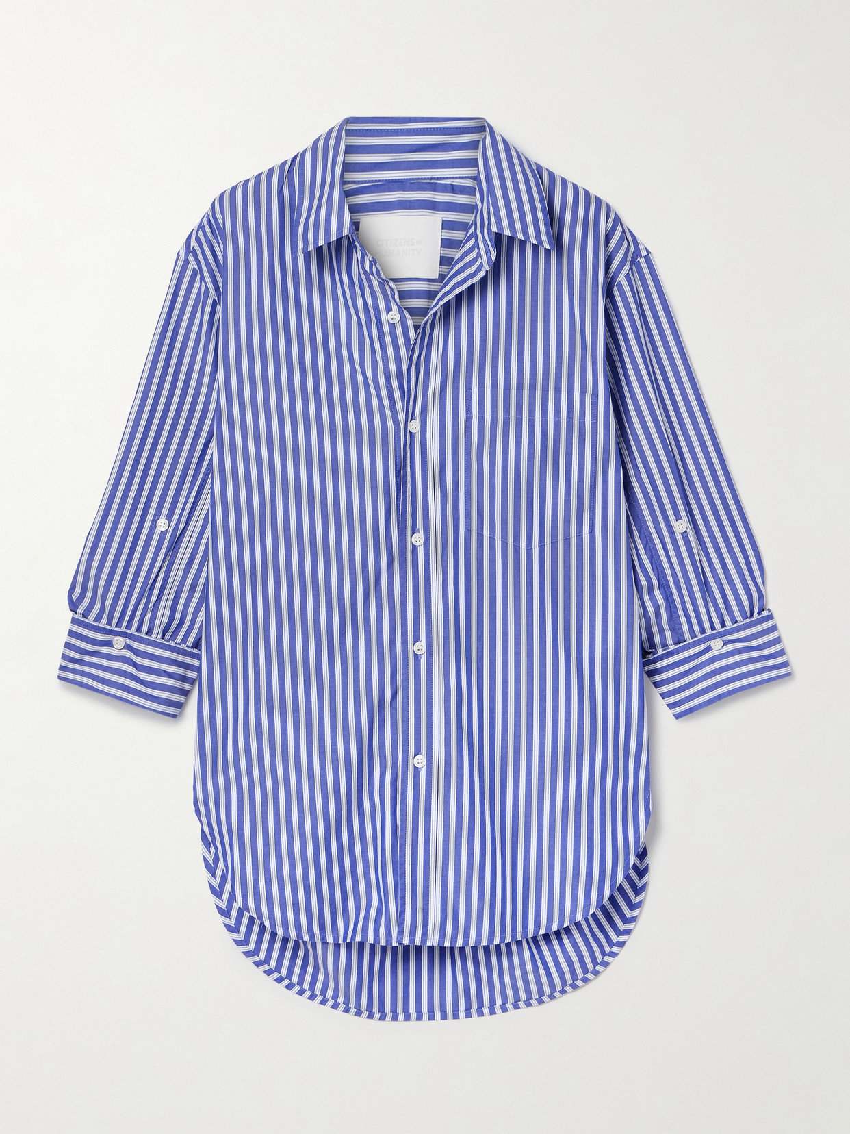 Citizen Of Humanity Kayla Striped Cotton-poplin Shirt In Blue