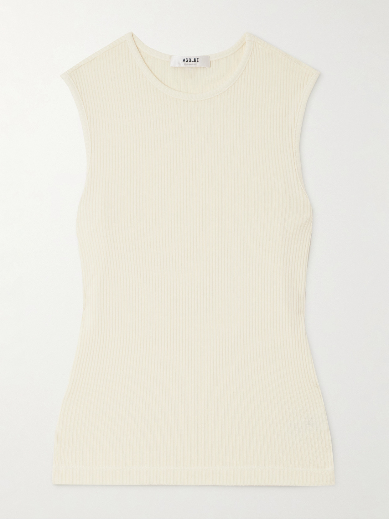 Agolde Ribbed Lyocell-blend Tank In Ecru