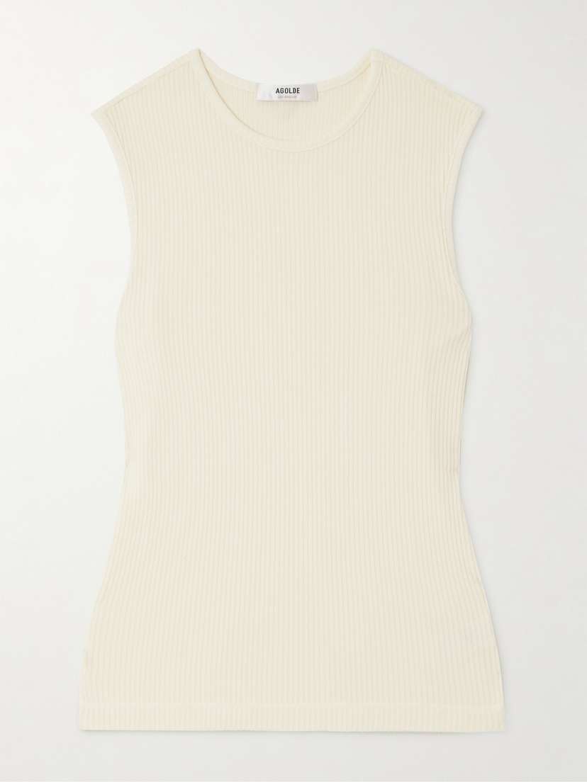 AGOLDE Binx Ribbed Stretch-lyocell And Organic Cotton-blend Tank