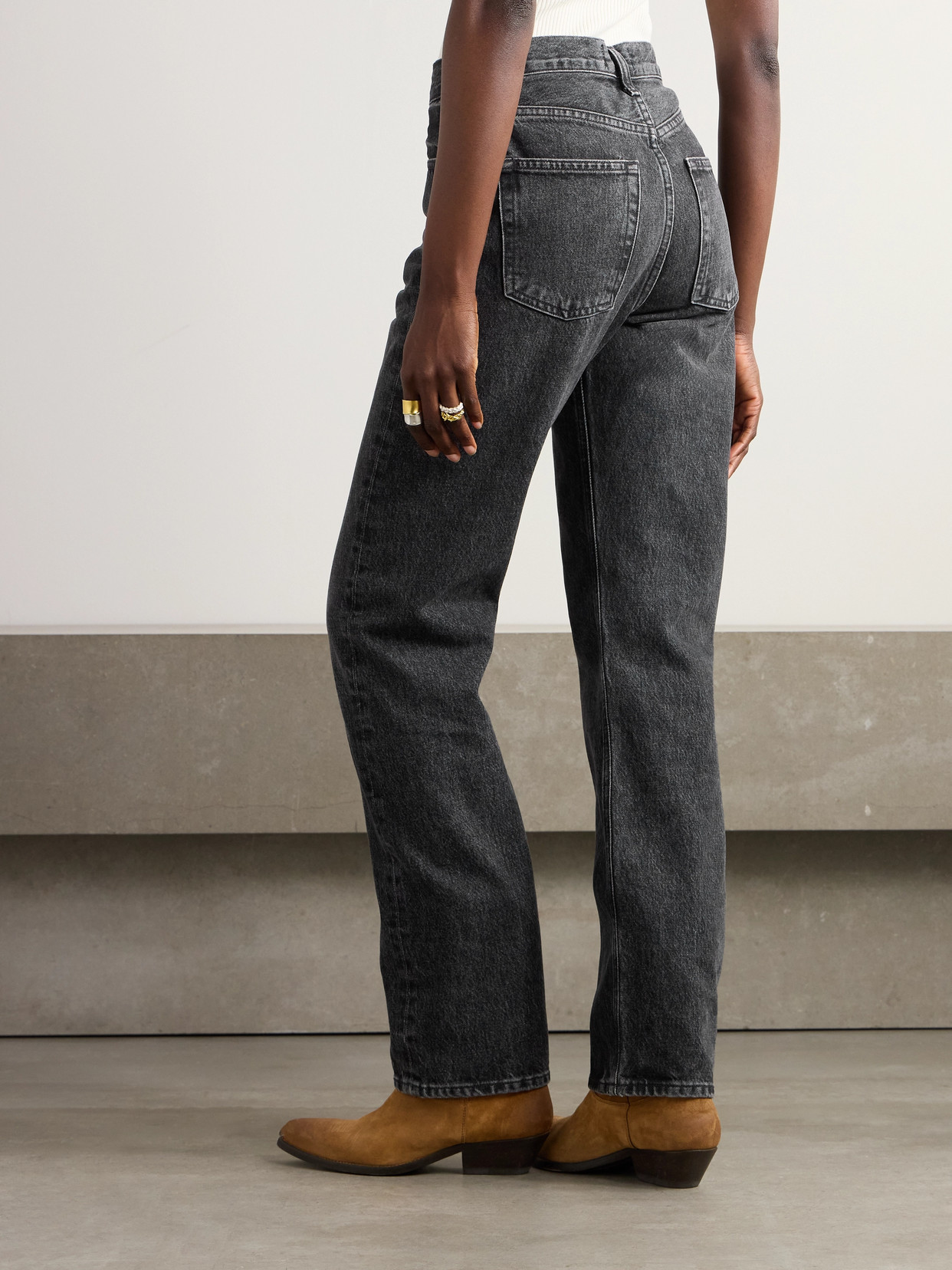 Agolde Kelly High-rise Straight-leg Organic Jeans In Black