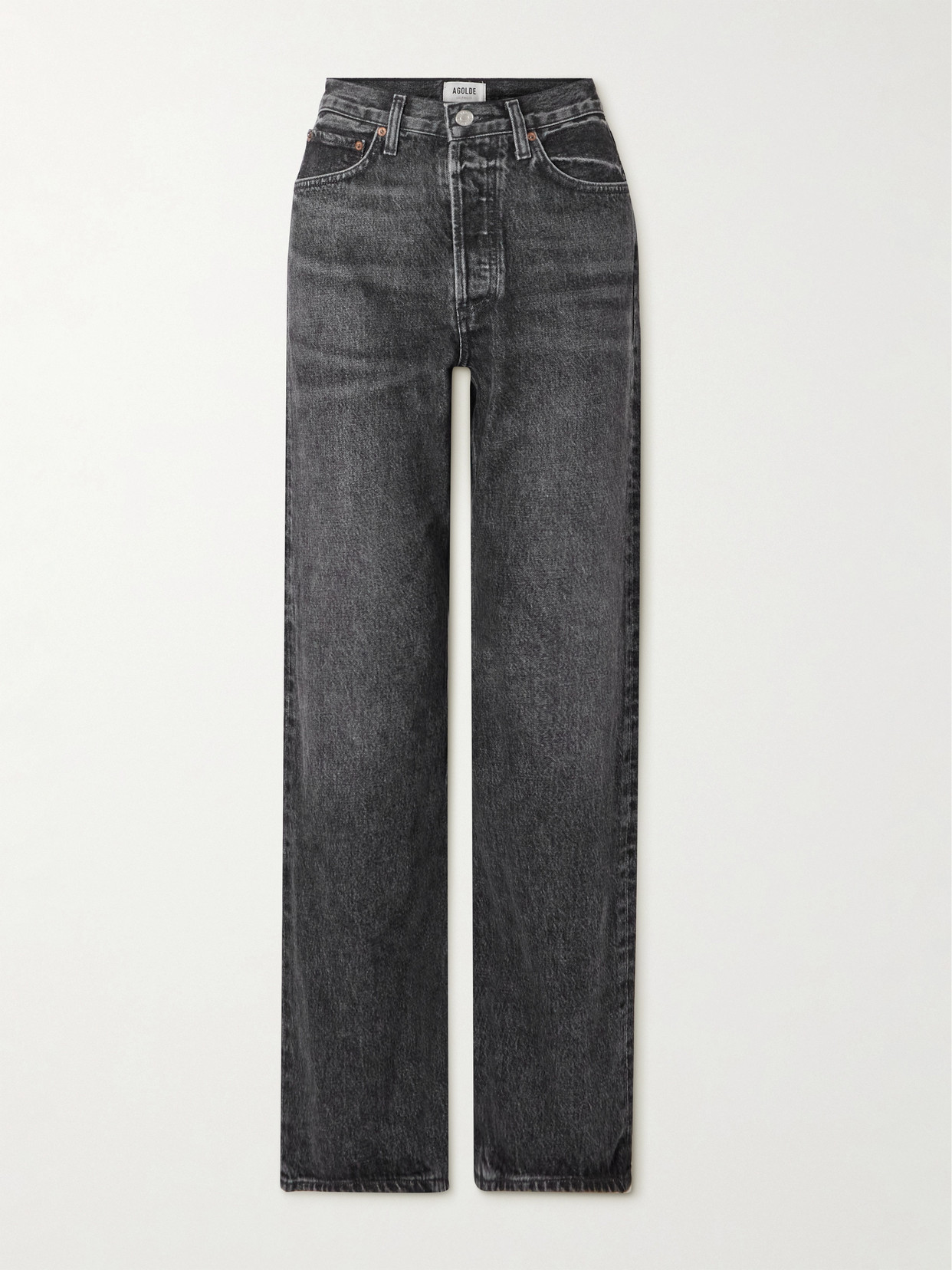 Agolde Kelly High-rise Straight-leg Organic Jeans In Black