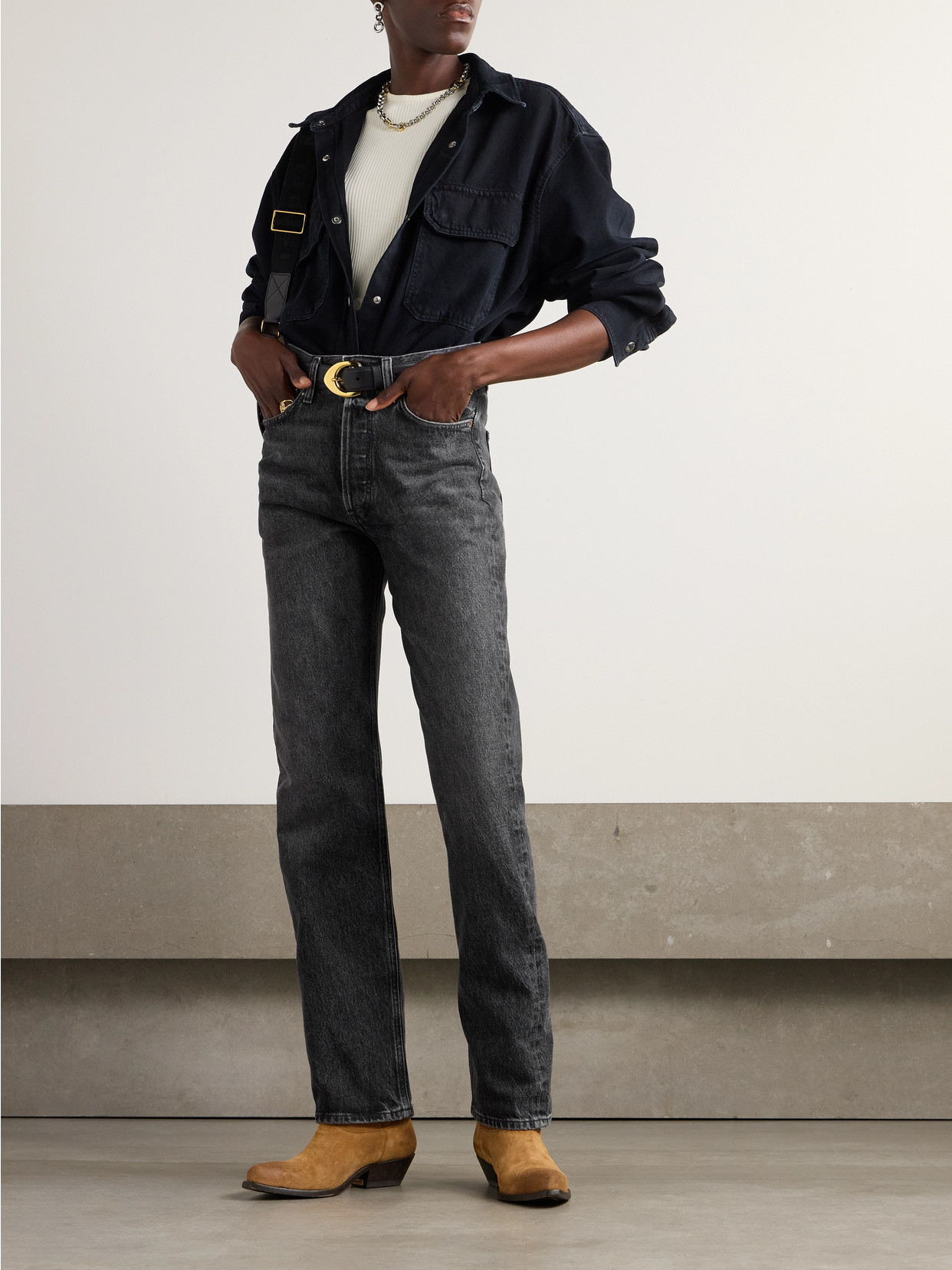 Agolde Kelly High-rise Straight-leg Organic Jeans In Black